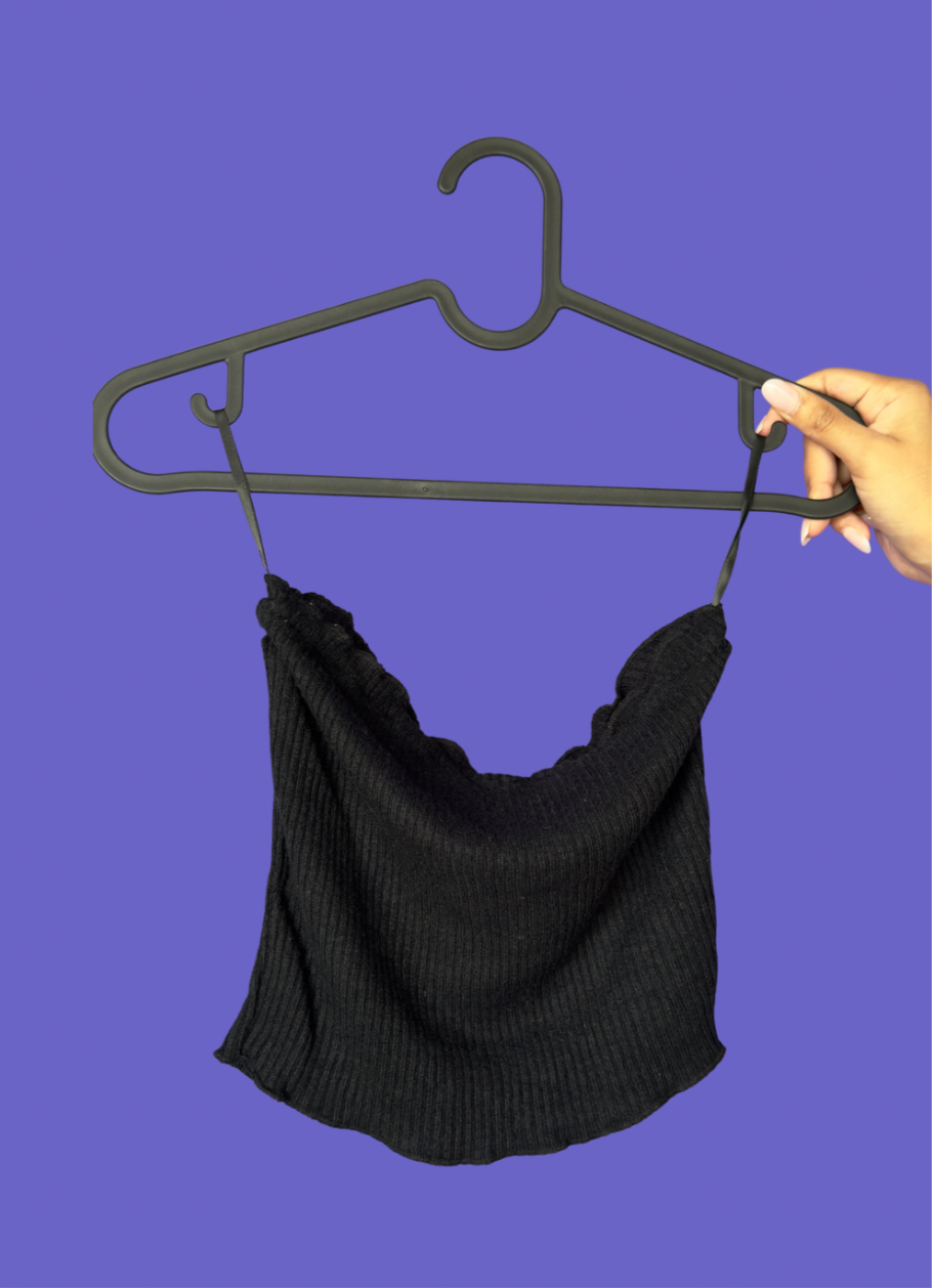 Black Ribbed Tube Topp