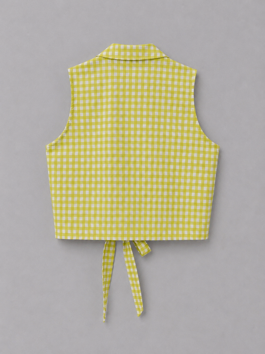 Lime Gingham Wrap Top