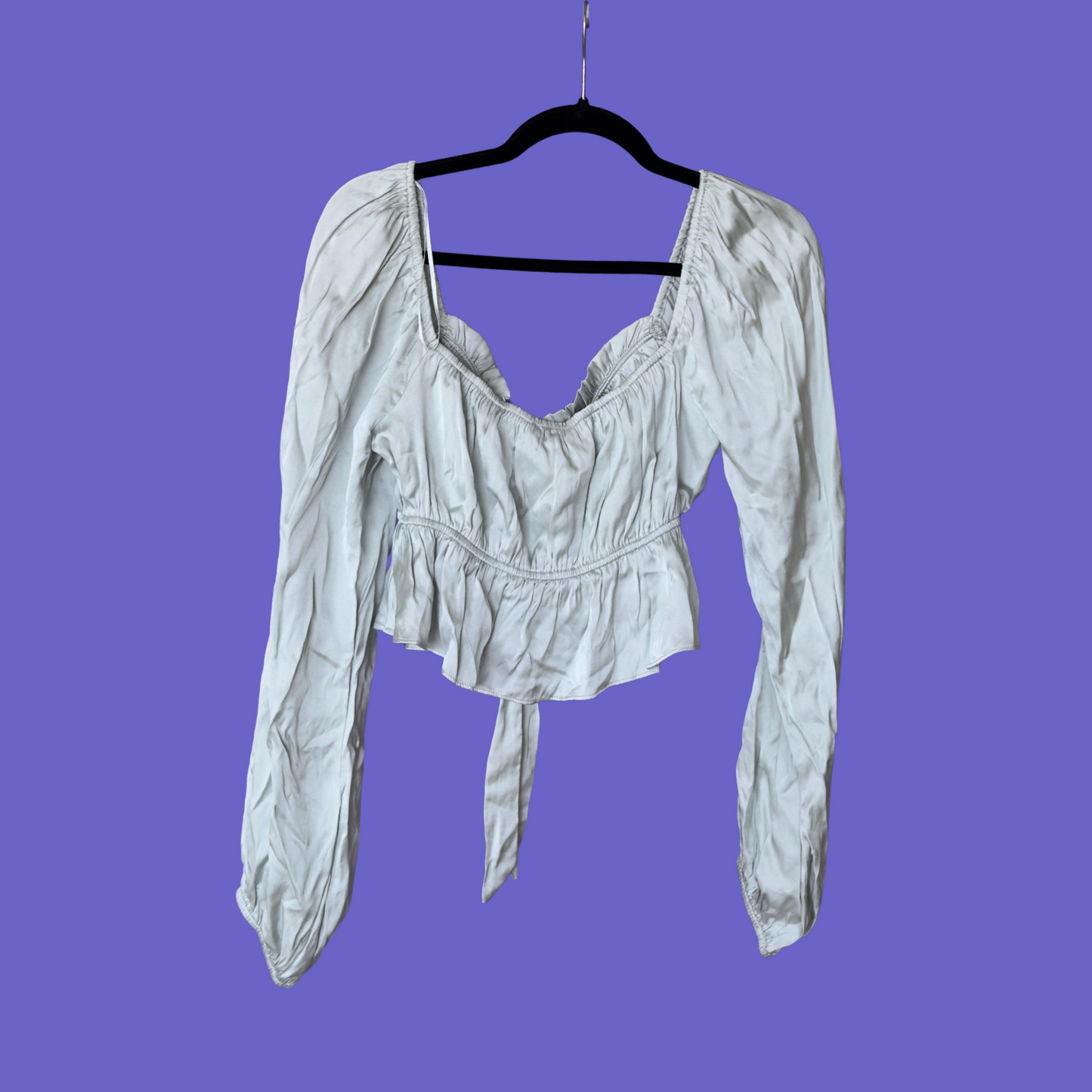 Ruched Satin Mint Green Top