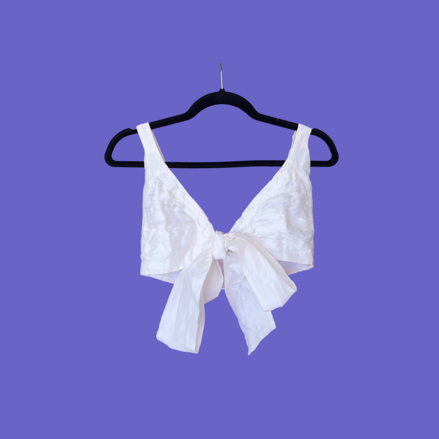 Off White Cream Front-Tie Crop Top