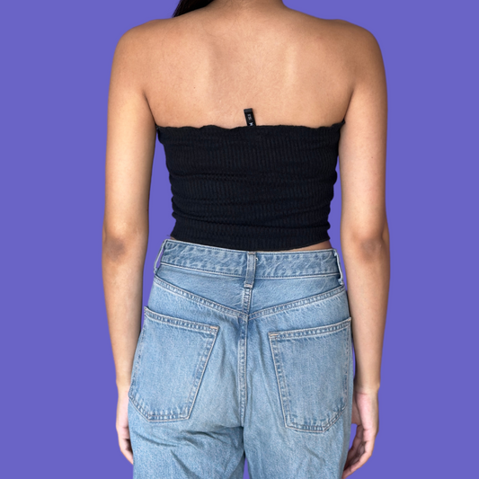 Black Ribbed Tube Topp