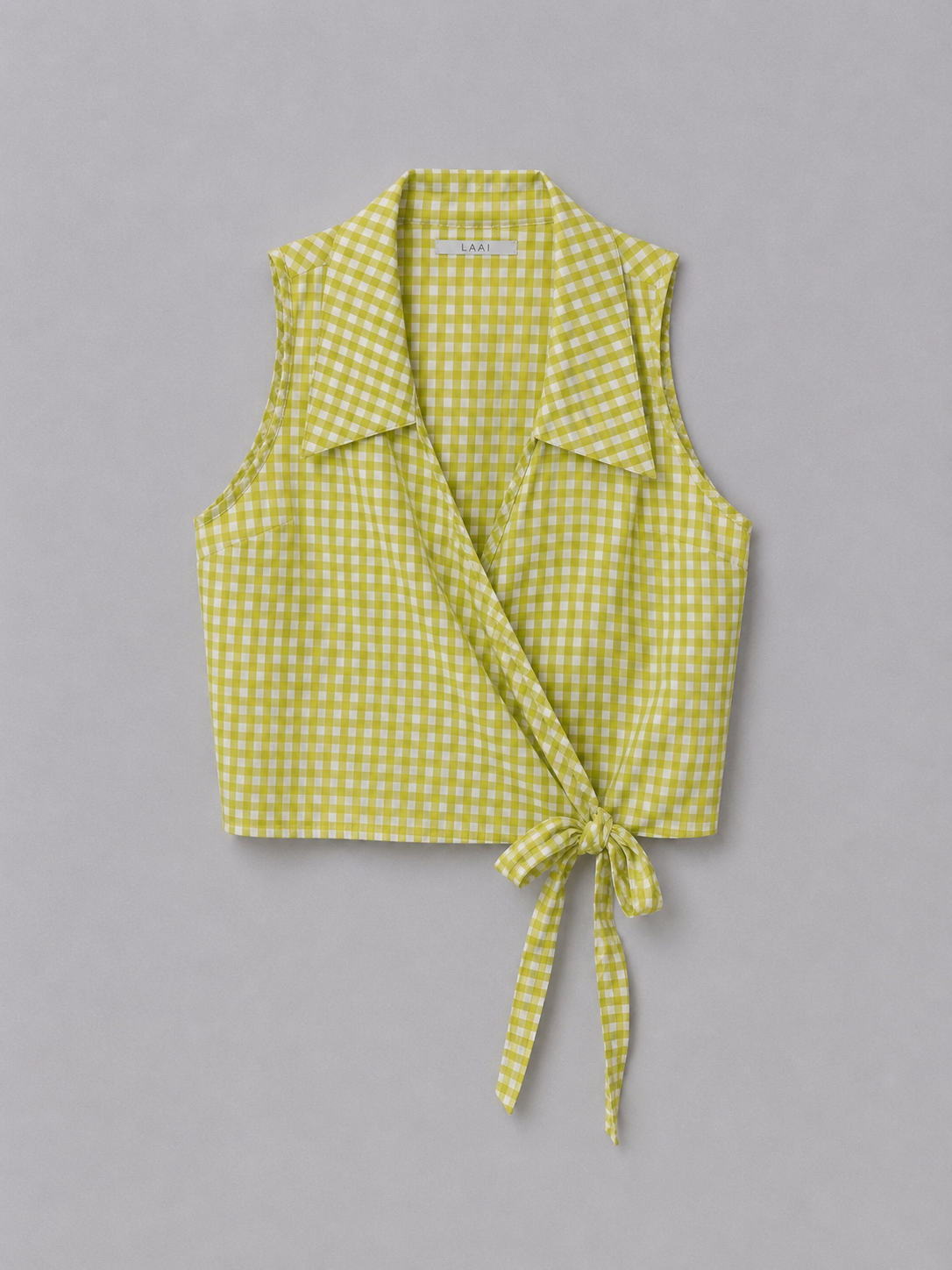 Lime Gingham Wrap Top