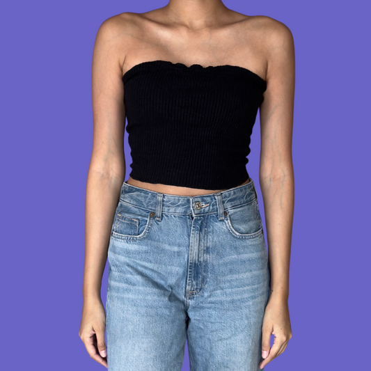 Black Ribbed Tube Topp