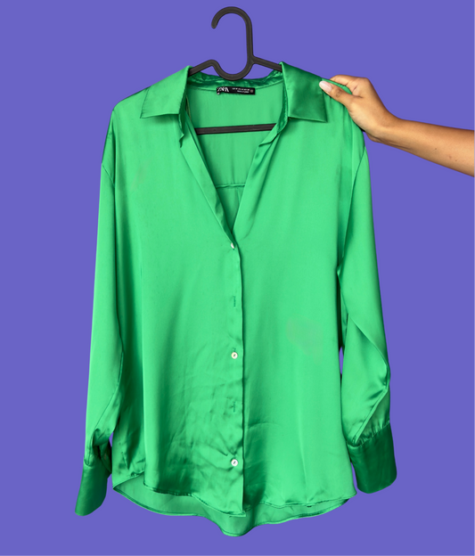 Emerald Green Satin Shirt