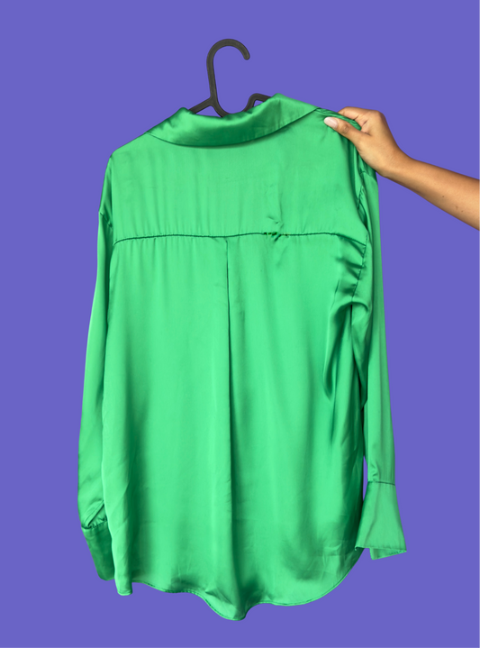 Emerald Green Satin Shirt