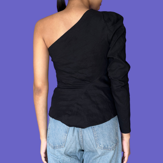 Off-Shoulder Asymmetric Black Top