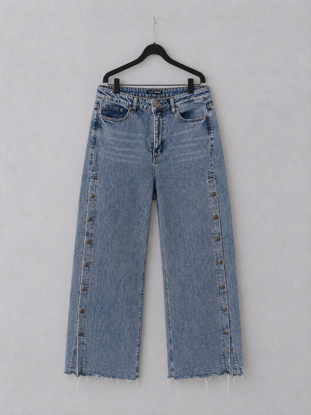 Split-Hem Snap Denim Jeans