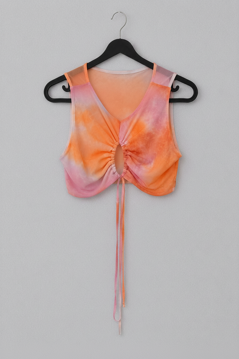 Sunset Mesh Drawstring Top