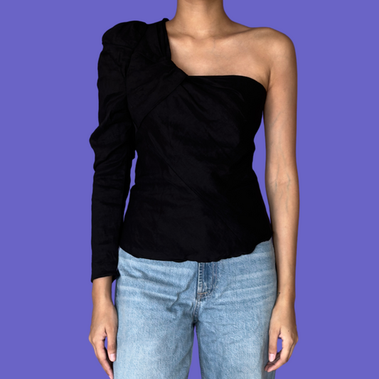 Off-Shoulder Asymmetric Black Top