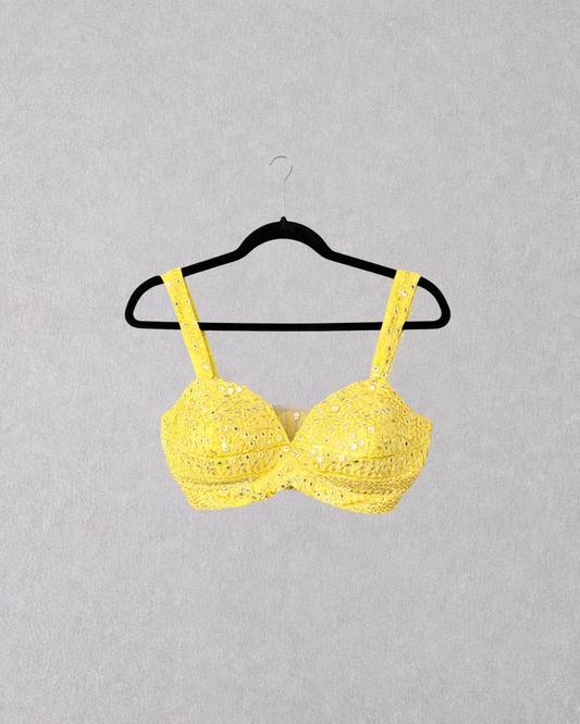 Lemon Mirror Work Sharara Set