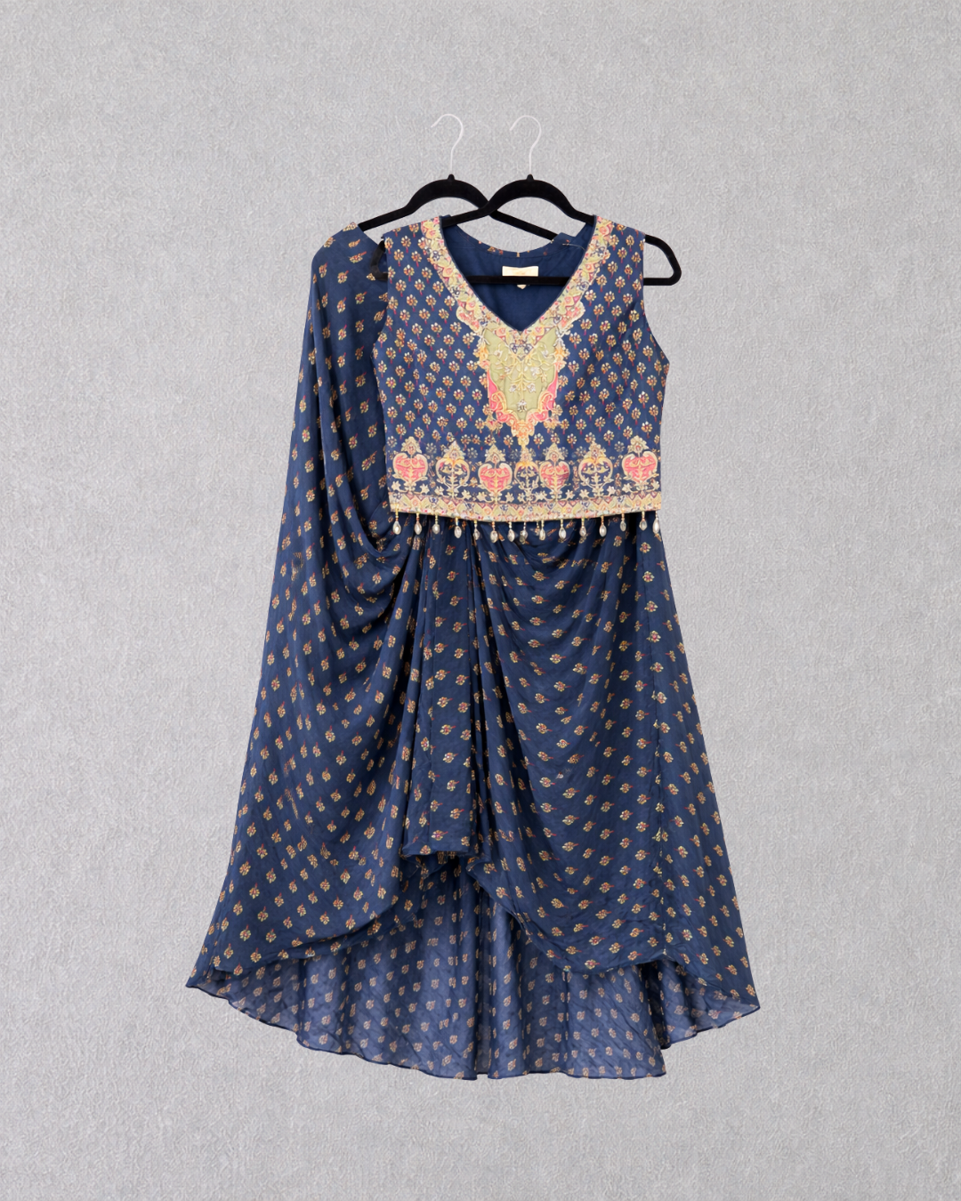 Blue Printed Three Piece Set