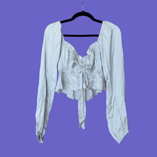 Ruched Satin Mint Green Top