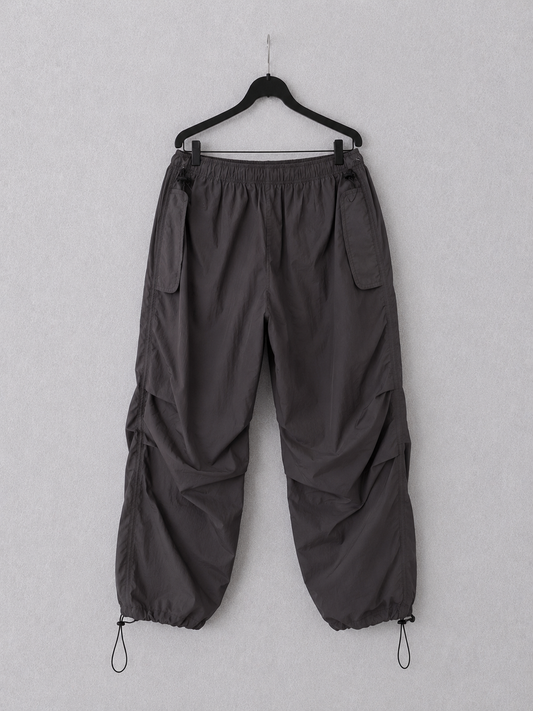 Grey Parachute Cargo Pants