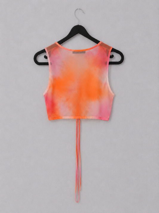 Sunset Mesh Drawstring Top