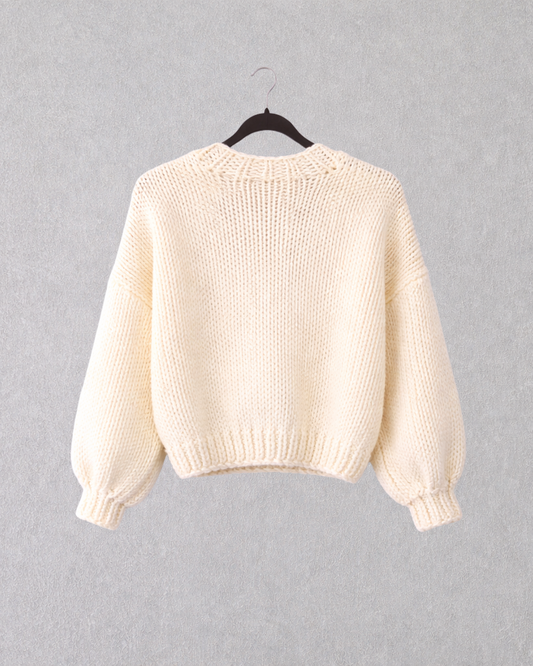 Crochet Hand-Knit Chunky Floral Cardigan (Oversized)