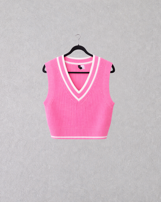 Pink Varsity Knit Vest