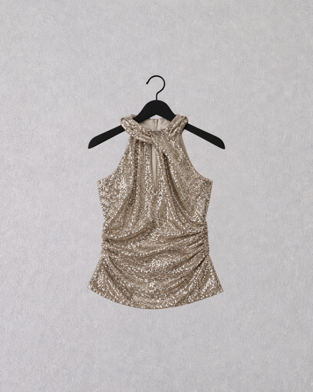 Champagne Sequin Halter Top