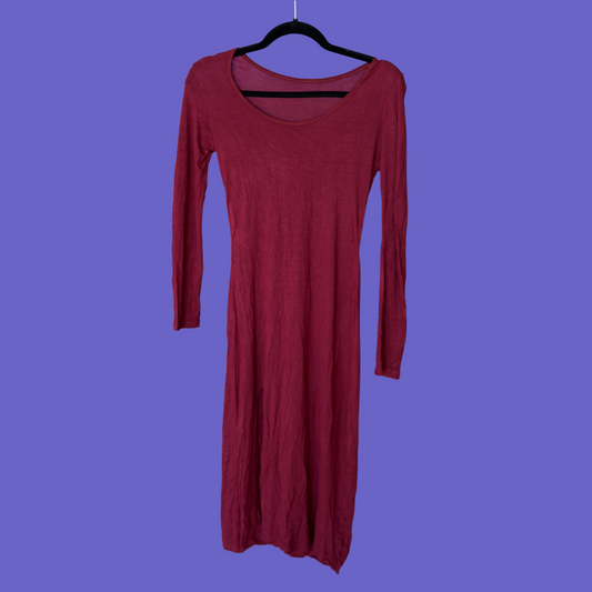 Red Slit Midi Dress