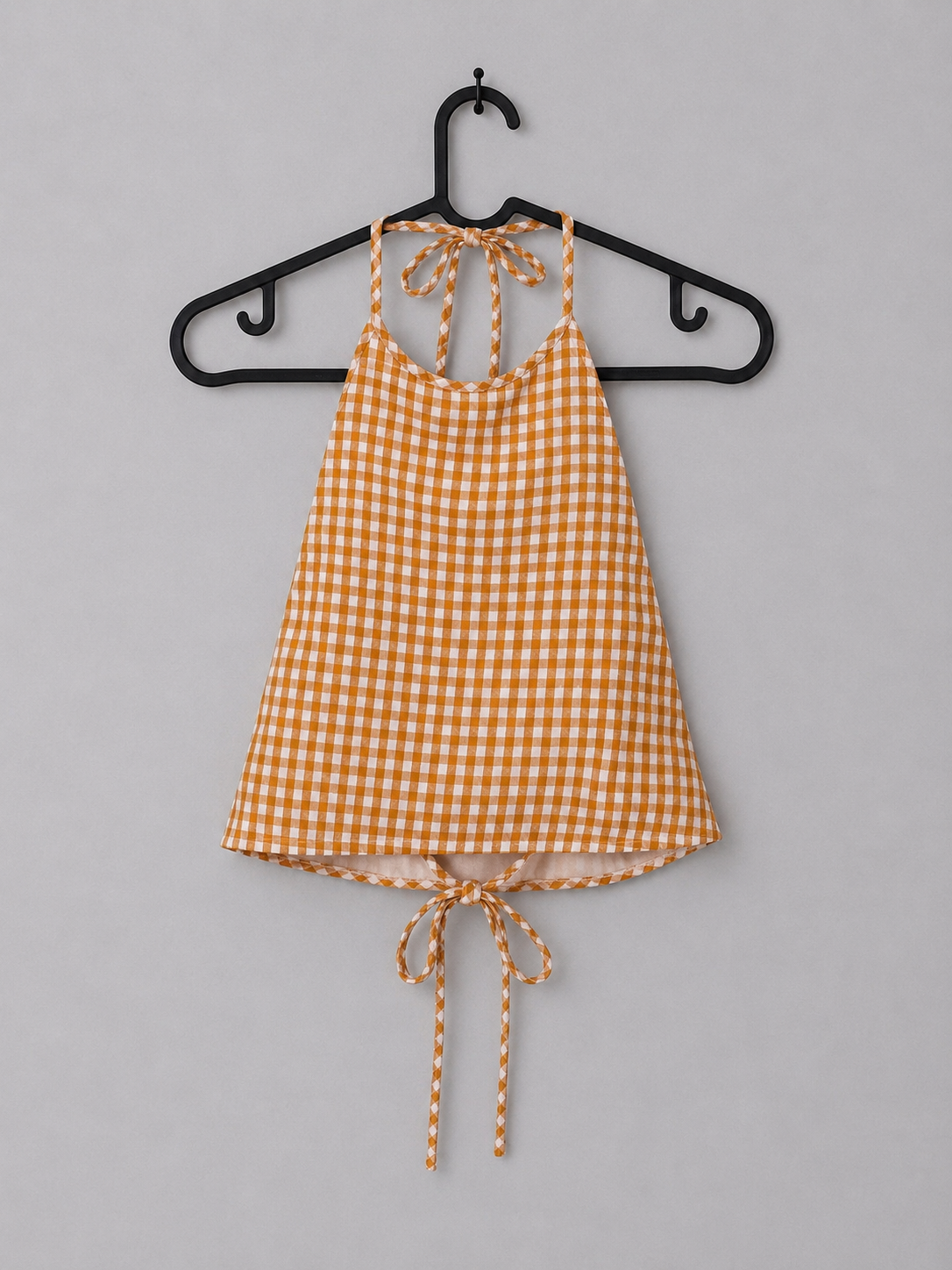 Honey Gingham Halter Tie Up Top
