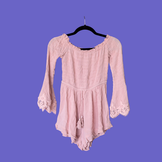 Pink Boho Off-Shoulder Top