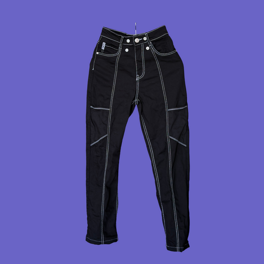 High-Rise Black Stitch Pants