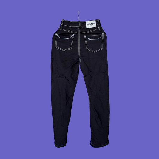 High-Rise Black Stitch Pants