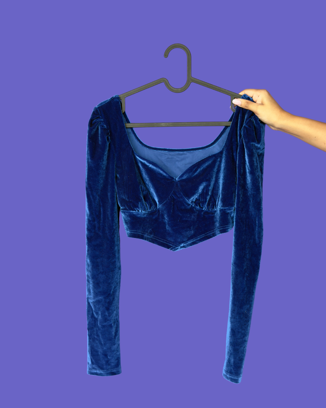 Blue Sweetheart Neckline Top