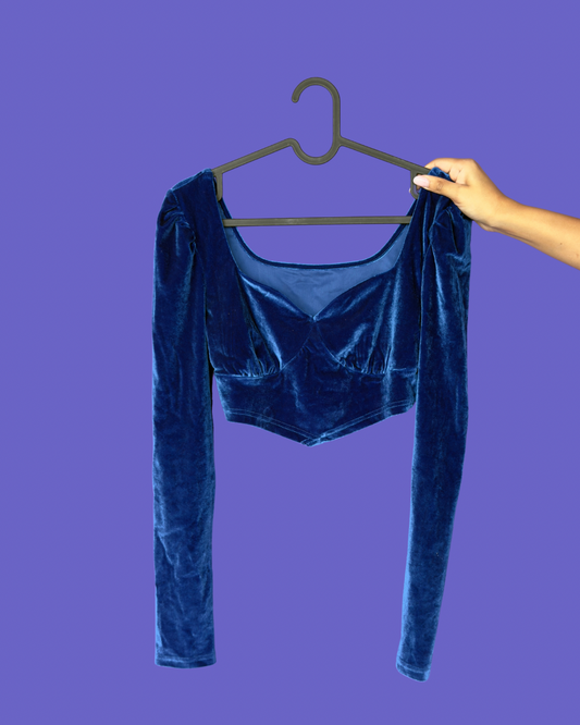 Blue Sweetheart Neckline Top