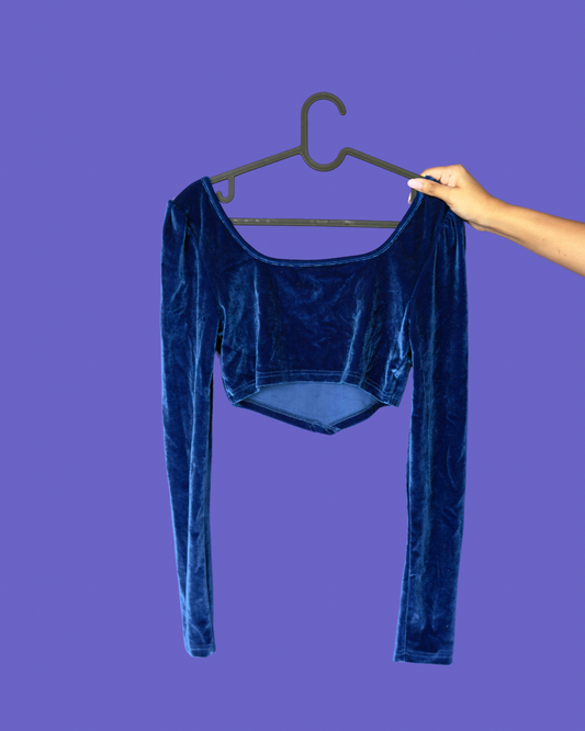 Blue Sweetheart Neckline Top