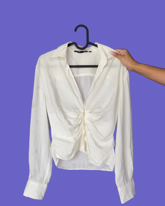 Ruched White Shirt